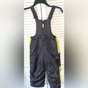 Swiss Alps kids Bib Snow Pants Gray and neon yellow 4T